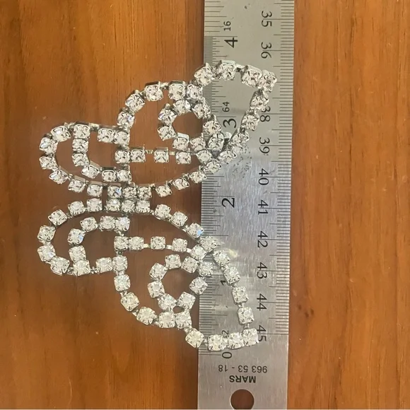 AREA Crystal Butterfly Earrings, Silver, 3”x2.75” - Picture 5 of 10